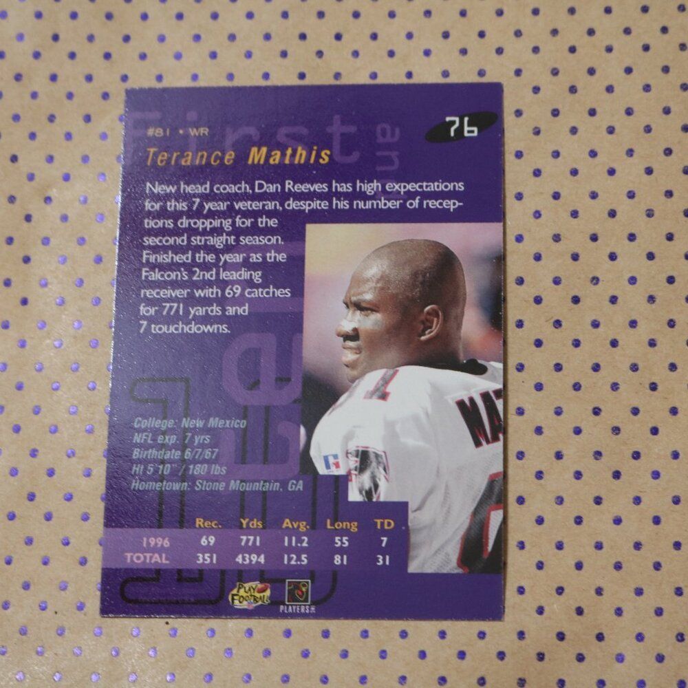 Terance Mathis #76 Football Card - Picture 2 of 2